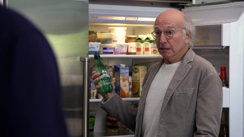 Perrier Water Bottle Held by Larry David in Curb Your Enthusiasm S11E06 Man Fights Tiny Woman (2021)