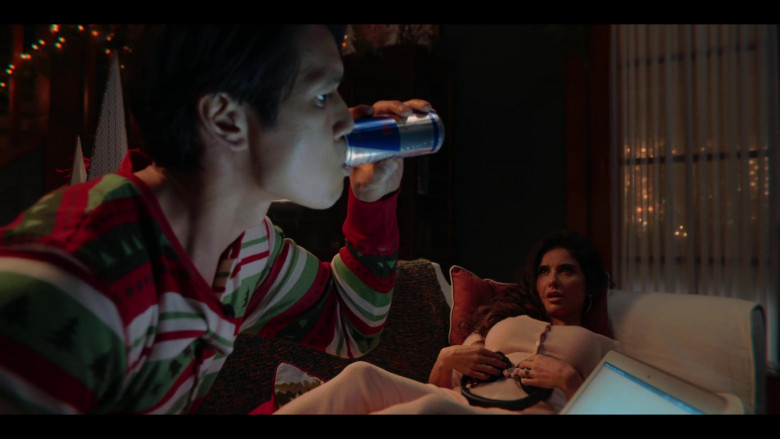 Red Bull Drink Enjoyed by Harry Shum Jr. as Owen Lin in Love Hard (2021)