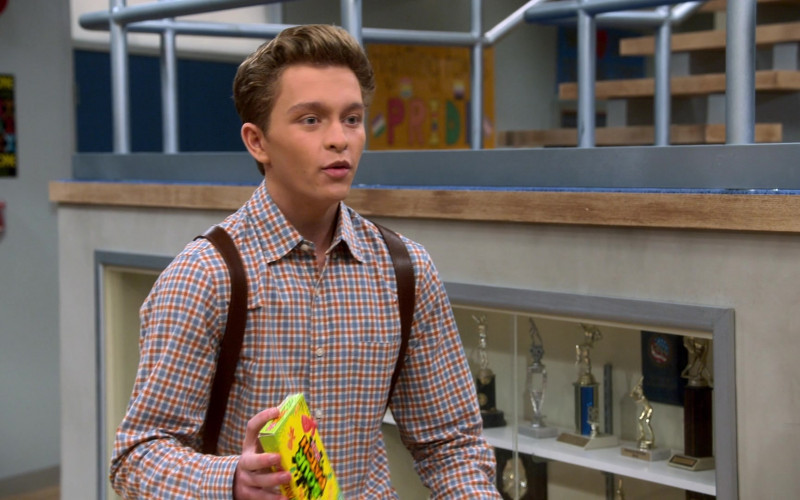 Sour Patch Kids Soft Candy Held by Gavin Lewis as Luke Burrows in Head of the Class S01E06 All We Do Is Win (2021)