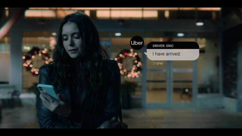 Uber Taxi Service Used by Nina Dobrev as Natalie Bauer in Love Hard (2021)