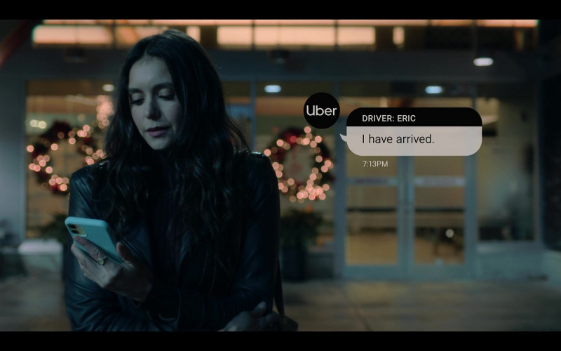 Uber Taxi Service Used by Nina Dobrev as Natalie Bauer in Love Hard (2021)