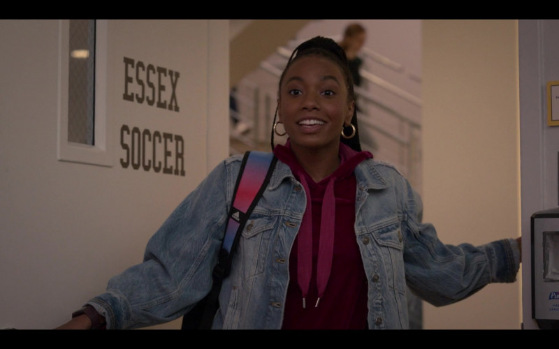 Adidas Backpack of Alyah Chanelle Scott as Whitney Chase and Purell Hand Sanitizer Dispenser in The Sex Lives of College Girls S01E08 The Surprise Party (2021)