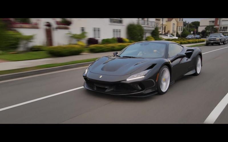 Ferrari F8 Tributo Black Sports Car in A California Christmas City Lights Movie (3)