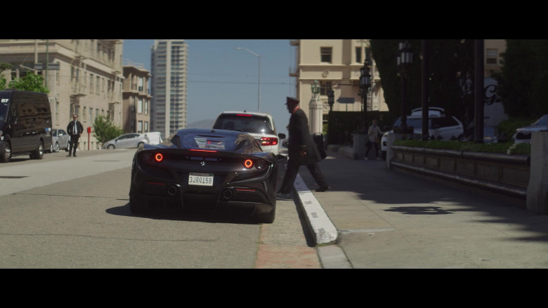 Ferrari F8 Tributo Black Sports Car in A California Christmas City Lights Movie (7)