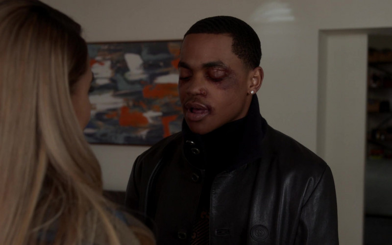 Gucci Leather Jacket of Michael Rainey Jr. as Tariq St. Patrick in Power Book II Ghost S02E05 Coming Home to Roost (2021)