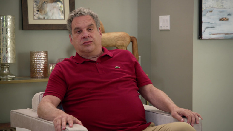 Lacoste Red Polo Shirt of Jeff Garlin as Jeff Greene in Curb Your Enthusiasm S11E08 What Have I Done (2021)