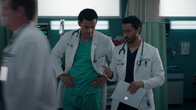 Microsoft Surface Tablet Computer Held by Actor Manish Dayal as Devon Pravesh in The Resident S05E10 Unknown Origin (2021)