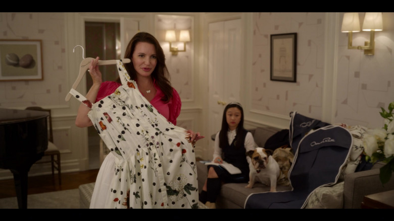 Oscar de la Renta Floral Print Dress Held by Actress Kristin Davis as Charlotte York in And Just Like That… S01E01 Hello It's Me (1)
