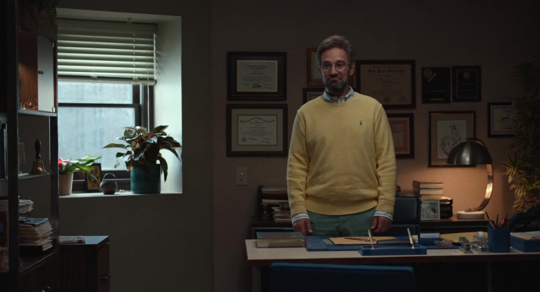 Ralph Lauren Yellow Sweater Worn by Paul Rudd as Ike in The Shrink Next Door S01E08 The Verdict (2)