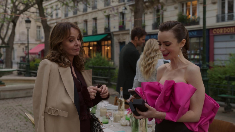 Valentino Women’s Coat of Philippine Leroy-Beaulieu as Sylvie Grateau in Emily in Paris S02E03 Bon Anniversaire! (2021)