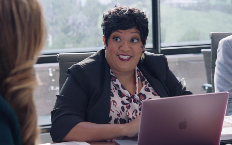 Apple MacBook Laptop of X Mayo as Dori in American Auto S01E03 Earnings Call (1)