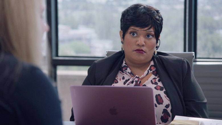 Apple MacBook Laptop of X Mayo as Dori in American Auto S01E03 Earnings Call (2)