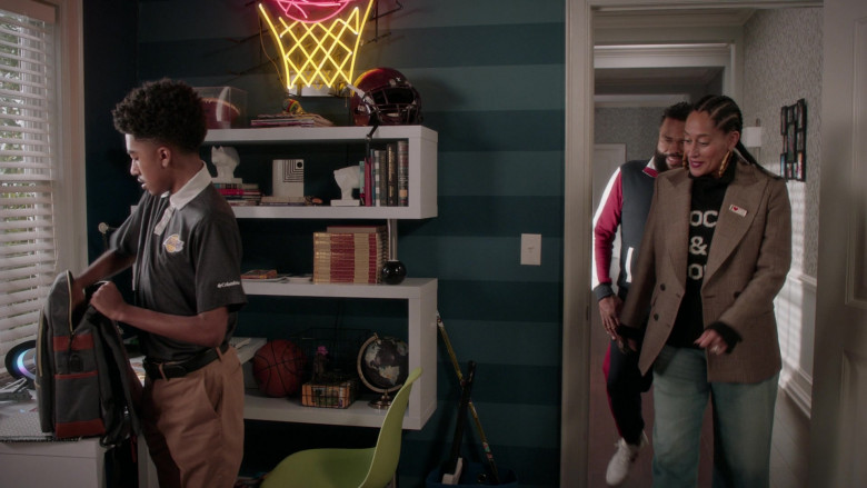 Columbia NBA Lakers Polo Shirt of Miles Brown as Jack Johnson in Black-ish S08E04 Hoop Dreams (1)