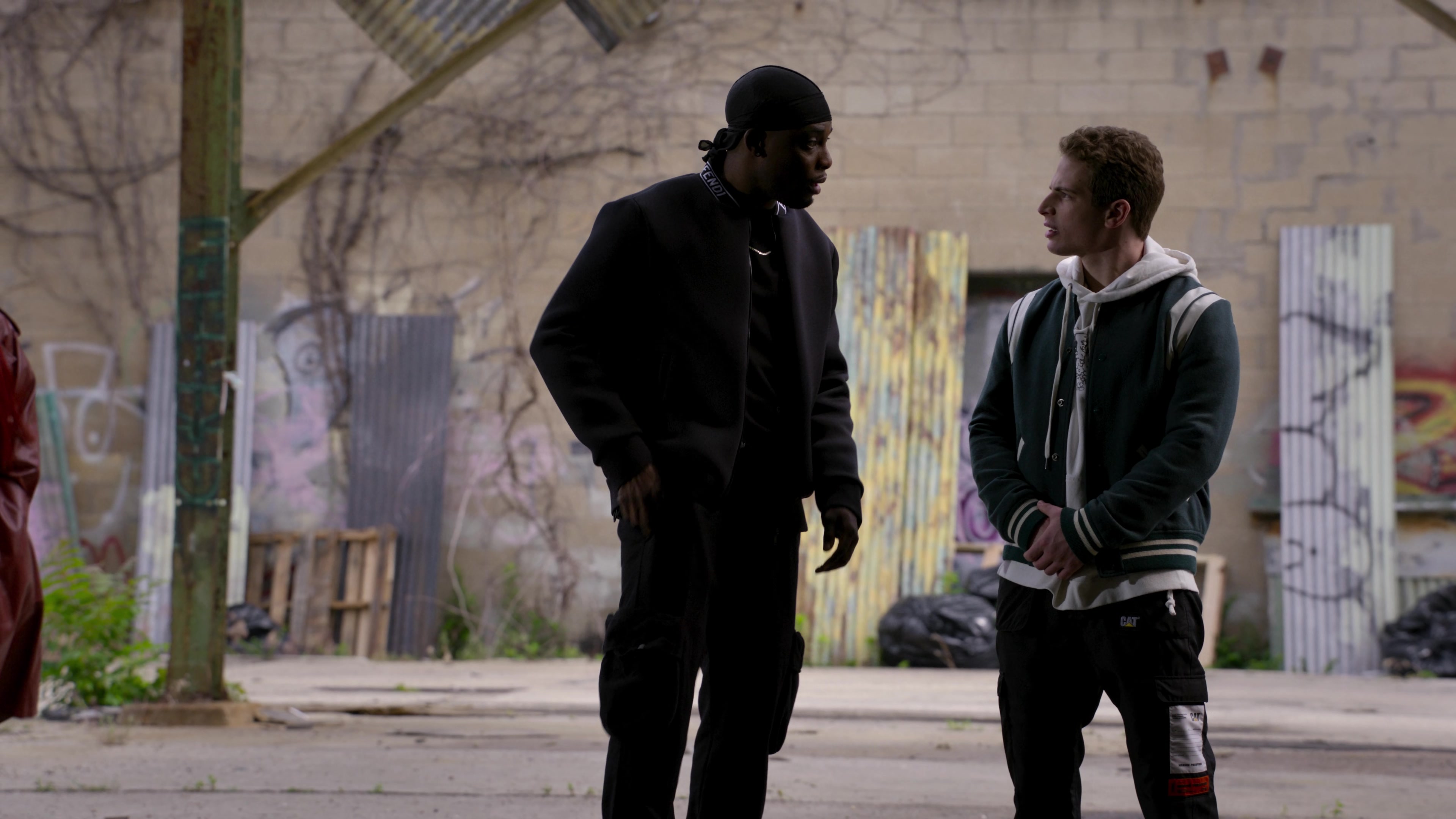 Fendi FF reflective motif bomber jacket worn by Cane Tejada (Woody McClain)  as seen in Power Book II: Ghost (S02E06)