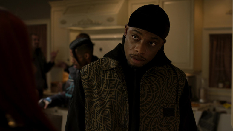 Fendi Men’s Hooded Jacket Worn by Woody McClain as Cane Tejada in Power Book II Ghost S02E06 What’s Free (2022)