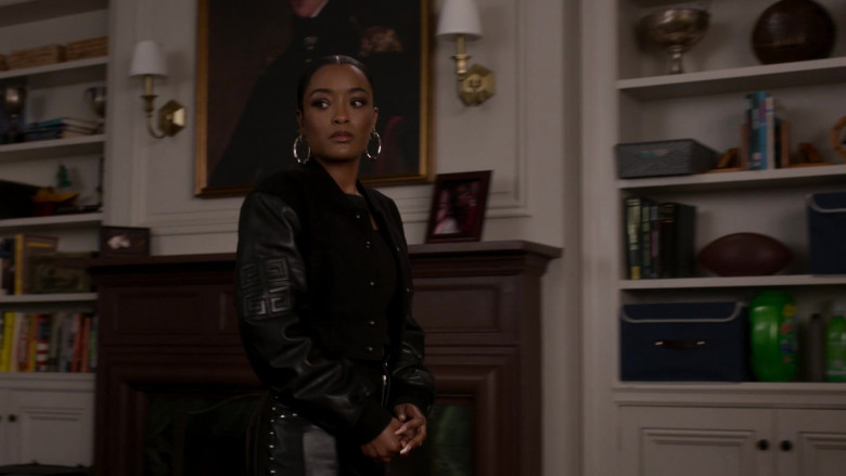 Givenchy Leather Jacket Worn by LaToya Tonodeo as Diana Tejada in Power Book II Ghost S02E09 A Fair Fight (1)