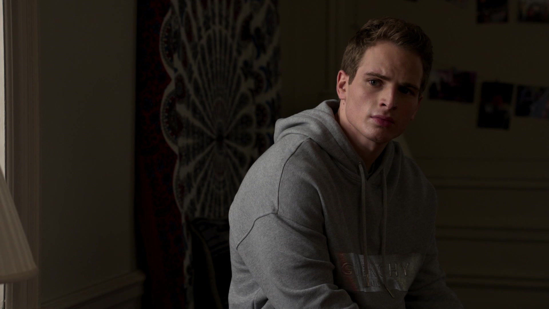 Givenchy brushed logo cotton hoodie in grey worn by Brayden Weston (Gianni  Paolo) as seen in Power Book II: Ghost TV series outfits (S02E09)