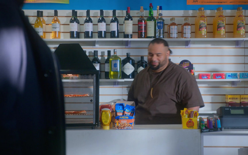 Hendrick's Gin, 5-Hour Energy, Planters Peanuts, Penrose Big Mama Pickled Sausages, Bic Classic Lighters, Bayer in Cobra Kai S04E06 "Kicks Get Chicks" (2021)