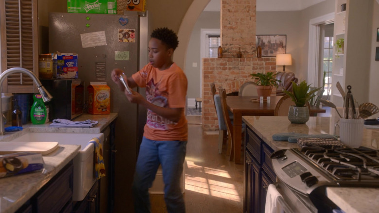 Palmolive Dishwashing Liquid Dish Soap, Pop-Tarts Toaster Pastries, Pepperidge Farm Goldfish Crackers and Sprite in Cobra Kai S04E02 First Learn Stand (2021)