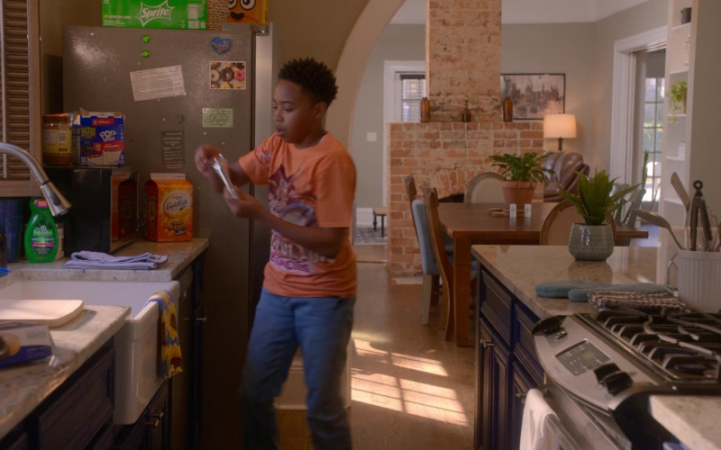 Palmolive Dishwashing Liquid Dish Soap, Pop-Tarts Toaster Pastries, Pepperidge Farm Goldfish Crackers and Sprite in Cobra Kai S04E02 First Learn Stand (2021)
