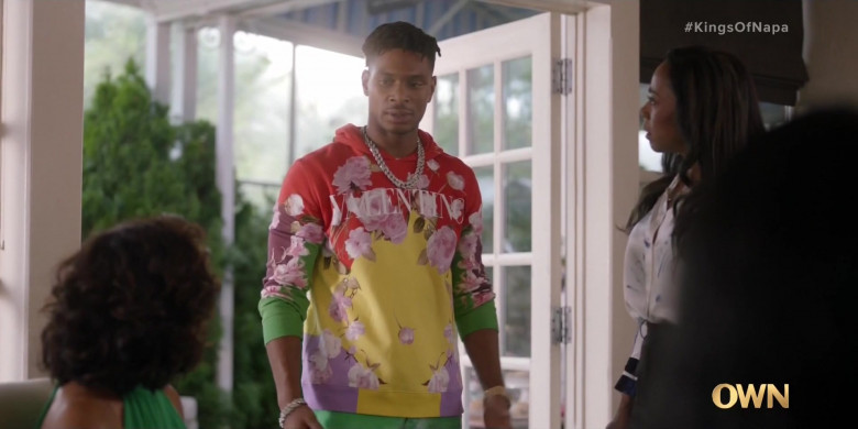 Valentino Men's Floral Print Hoodie in The Kings of Napa S01E01 Pilot (2022)