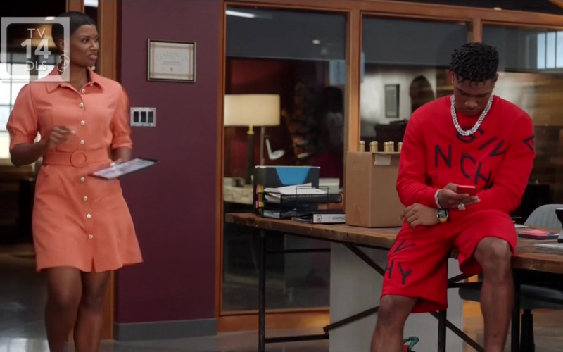 Givenchy Red Sweatshirt and Shorts in The Kings of Napa S01E05 "How Stella Got Her Pilot Back" (2022)