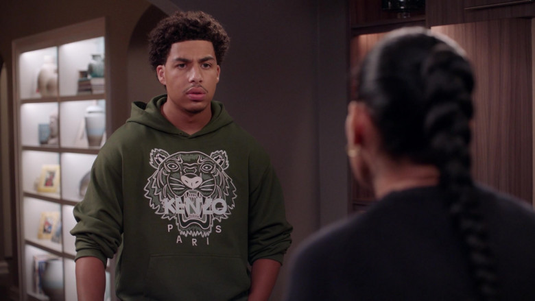 Kenzo Green Hoodie of Marcus Scribner as Andre Johnson, Jr. in Black-ish S08E06 (2)