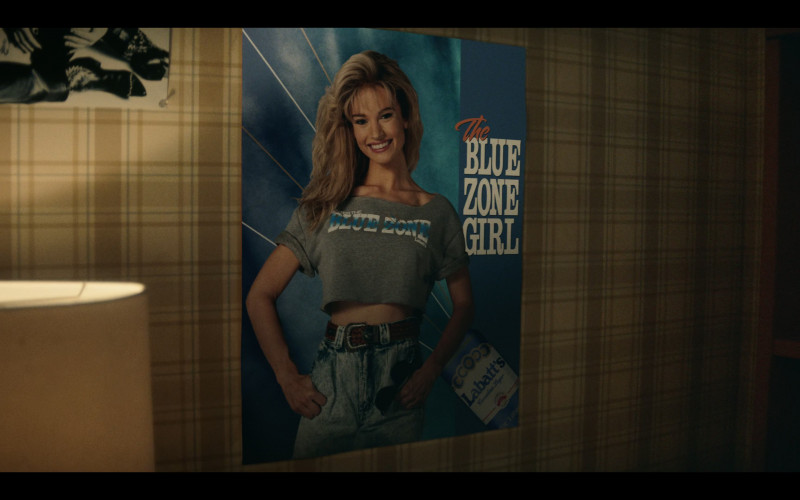 Labatt’s Canadian Lager ‘The Blue Zone Girl’ Poster Starring by Lily James as Pamela Anderson in Pam & Tommy S01E06 (1)