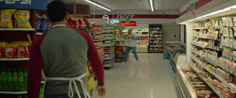 Lay’s Chips, Pepsi, Mountain Dew Soda, Bud Light and Budweiser Beer Signs in American Underdog (2021)