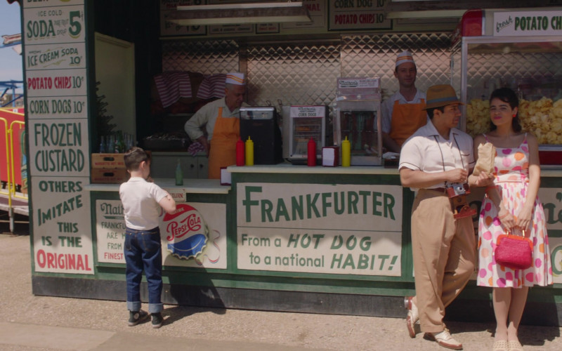 Nathan's Famous Hot Dogs and Pepsi Cola Poster in The Marvelous Mrs. Maisel S04E01 Rumble on the Wonder Wheel (2022)