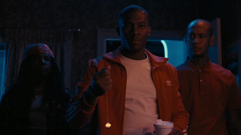Adidas Red Track Jacket in Snowfall S05E03 Lions (2022)