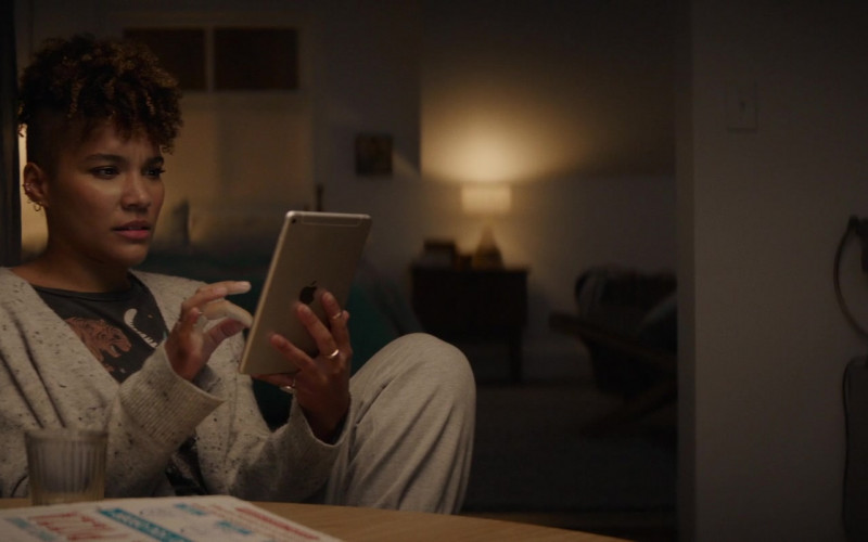 Apple iPad Mini Tablet of Emmy Raver-Lampman as Mira Jones in Blacklight (2022)
