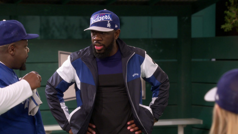 Boss Track Jacket and New Era LA Dodgers Cap of Sheaun McKinney as Malcolm in The Neighborhood S04E14 (1)