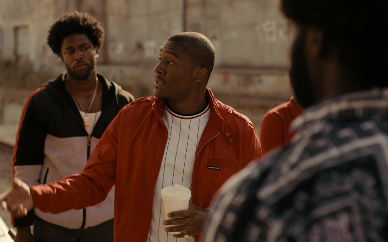 Members Only Red Jacket in Snowfall S05E03 Lions (1)