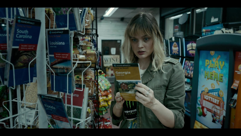 Monster Energy Drink Can Held by Bella Heathcote as Andy Oliver in Pieces of Her S01E02 (2022)