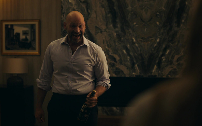 Perrier-Jouët Champagne Bottle Held by Corey Stoll as Michael Thomas Aquinius Prince in Billions S06E07 Napoleon's Hat