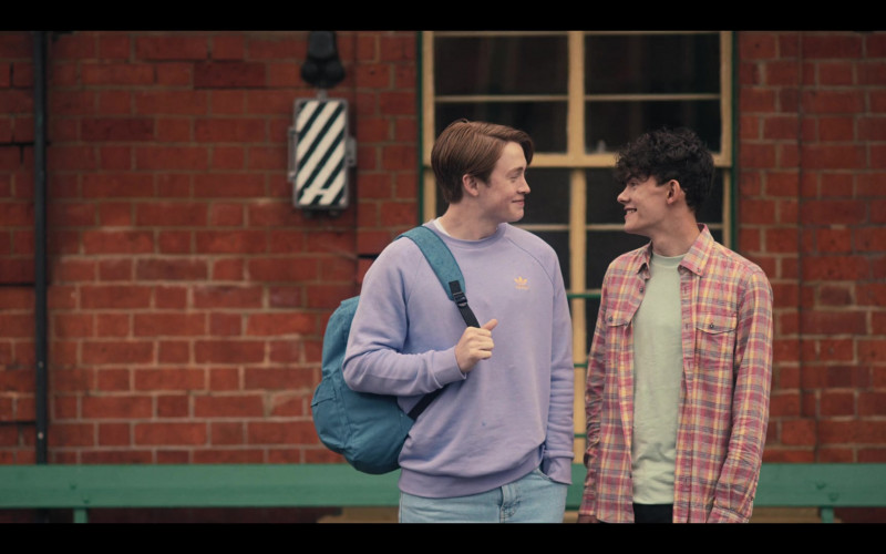 Adidas Purple Sweatshirt Worn by Kit Connor as Nick Nelson in Heartstopper S01E08 Boyfriend (2022)