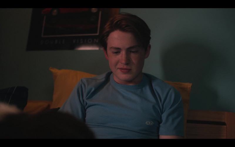 Vans Blue T-Shirt of Kit Connor as Nick Nelson in Heartstopper S01E02 Crush (2022)