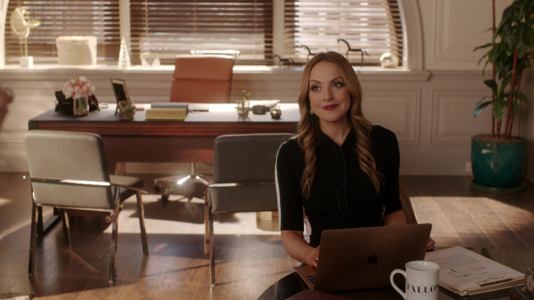 Apple MacBook Laptop Computer Used by Elizabeth Gillies as Fallon Carrington in Dynasty S05E10 Mind Your Own Business (2022)