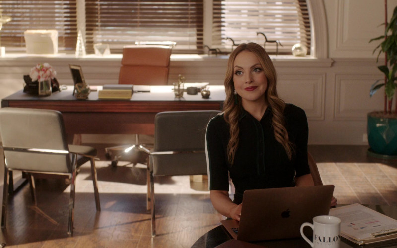Apple MacBook Laptop Computer Used by Elizabeth Gillies as Fallon Carrington in Dynasty S05E10 Mind Your Own Business (2022)