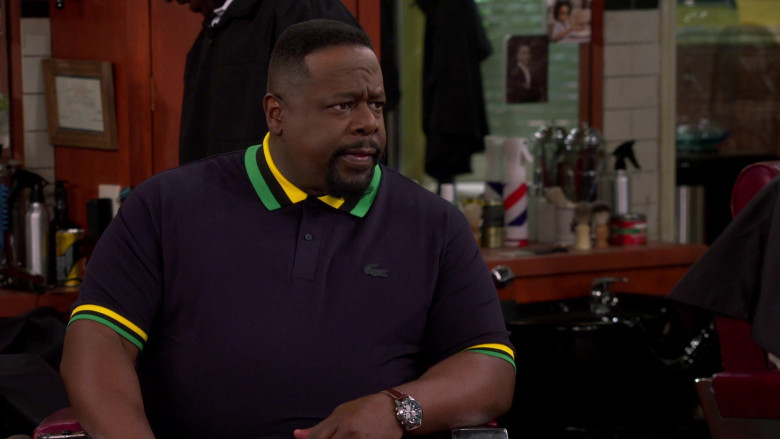 Lacoste Short Sleeve Semi-Fancy Slim Fit Polo Shirt Worn by Cedric the Entertainer as Calvin in The Neighborhood S04E21 Welcome to the Dream Girls (2022)