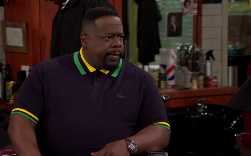 Lacoste Short Sleeve Semi-Fancy Slim Fit Polo Shirt Worn by Cedric the Entertainer as Calvin in The Neighborhood S04E21 Welcome to the Dream Girls (2022)