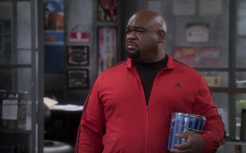 Adidas Red Track Jacket Worn by Leonard Earl Howze as Davis in The Upshaws S02E04 Big Plans (2022)
