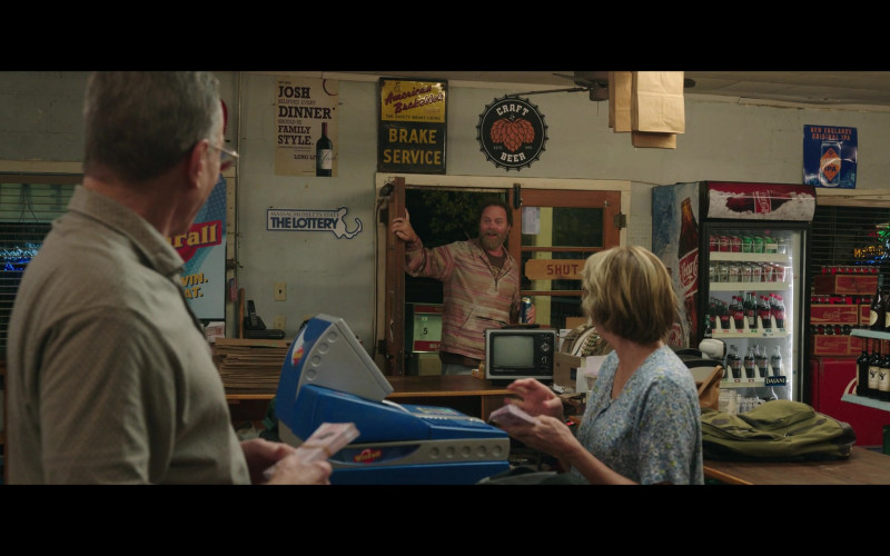 Josh Cellars Wine Poster, Coca-Cola, Sprite, Diet Coke, Dasani Water Sticker, Harpoon IPA Poster in Jerry and Marge Go Large (2022)