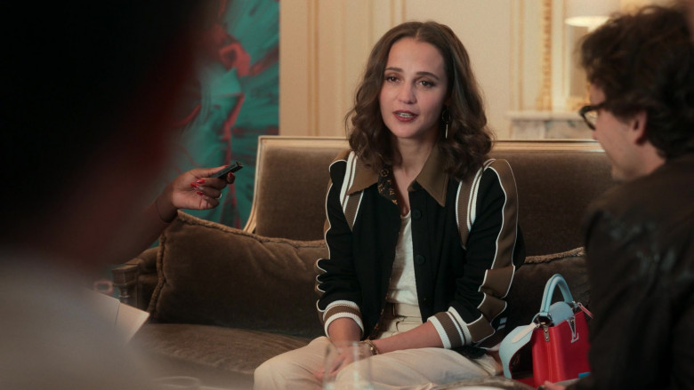 Louis Vuitton Jacket Worn by Alicia Vikander as Mira and LV Handbag in Irma Vep S01E01 The Severed Head (2022)