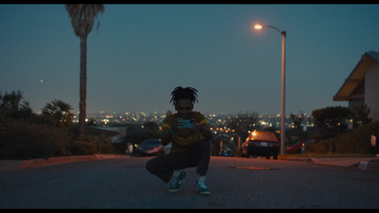 Nike Green Sneakers and Apple iPhone of Tyrel Jackson Williams as Terrell in Hollywood Stargirl (2022)