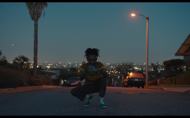 Nike Green Sneakers and Apple iPhone of Tyrel Jackson Williams as Terrell in Hollywood Stargirl (2022)