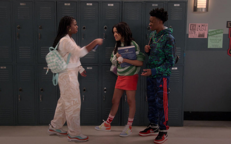 Nike Sneakers Worn by Cast Members and Adidas Pants Worn by Worn by Diamond Lyons as Kelvin in The Upshaws S02E04