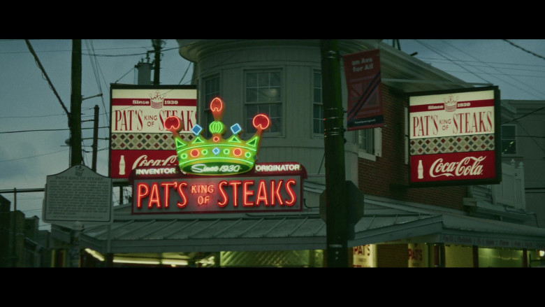 Pat's King of Steaks Restaurant and Coca-Cola Sign in Hustle (2022)