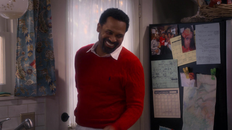 Ralph Lauren Red Sweater Worn by Mike Epps as Bennie in The Upshaws S02E02 